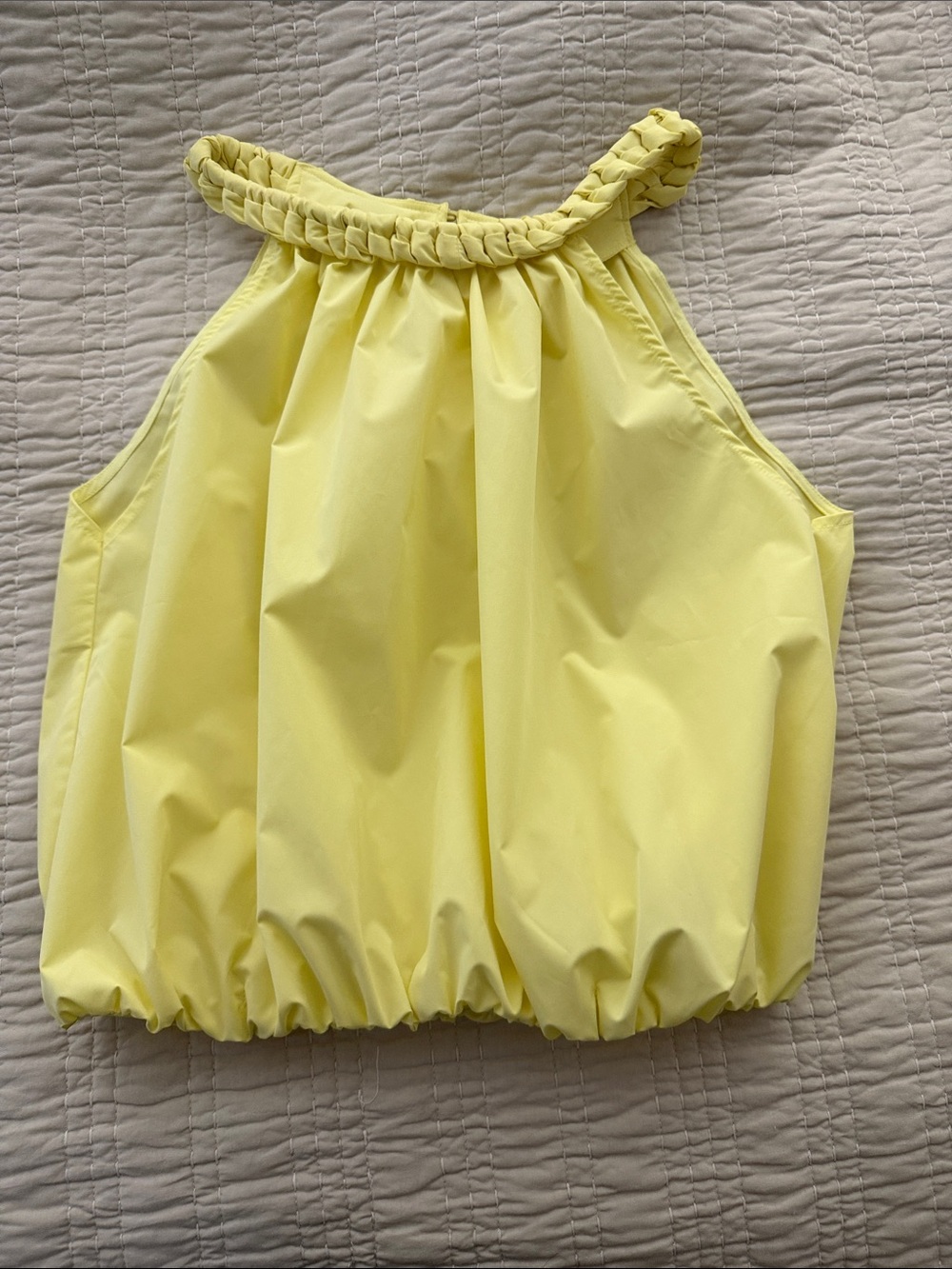 MELLODAY Braided Halter bubble top in Pale Yellow